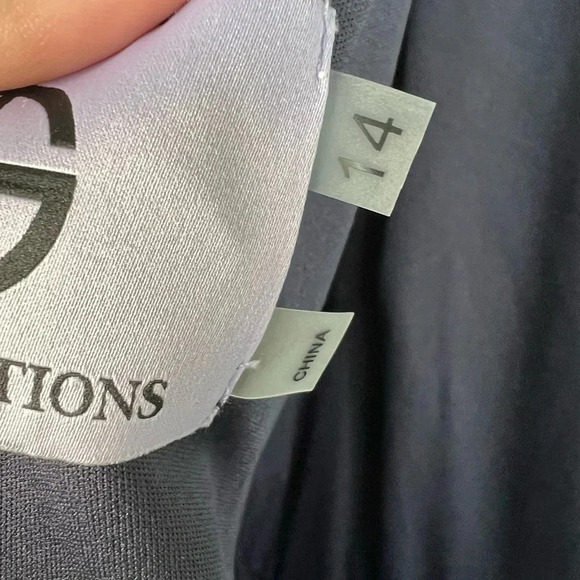 JS Collections Blue Ribbon and Lace Crepe Midi Dress V Back Short Sleeve 14 - Picture 15 of 16